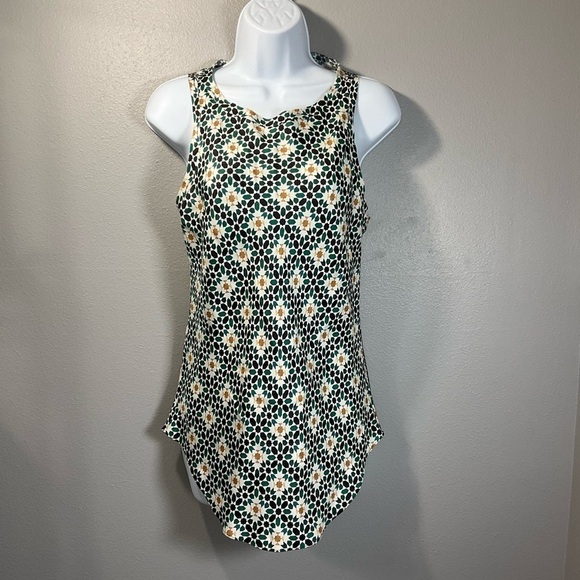 THEORY Printed Silk Sleeveless Racerback floral print lightweight size S T145 - Picture 2 of 12